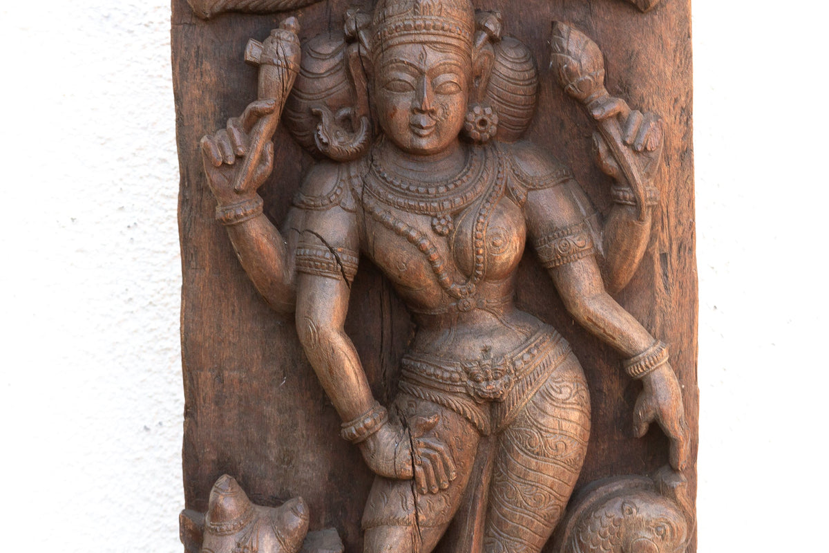 Vishnus Grace Antique Indian Finely Carved Panel