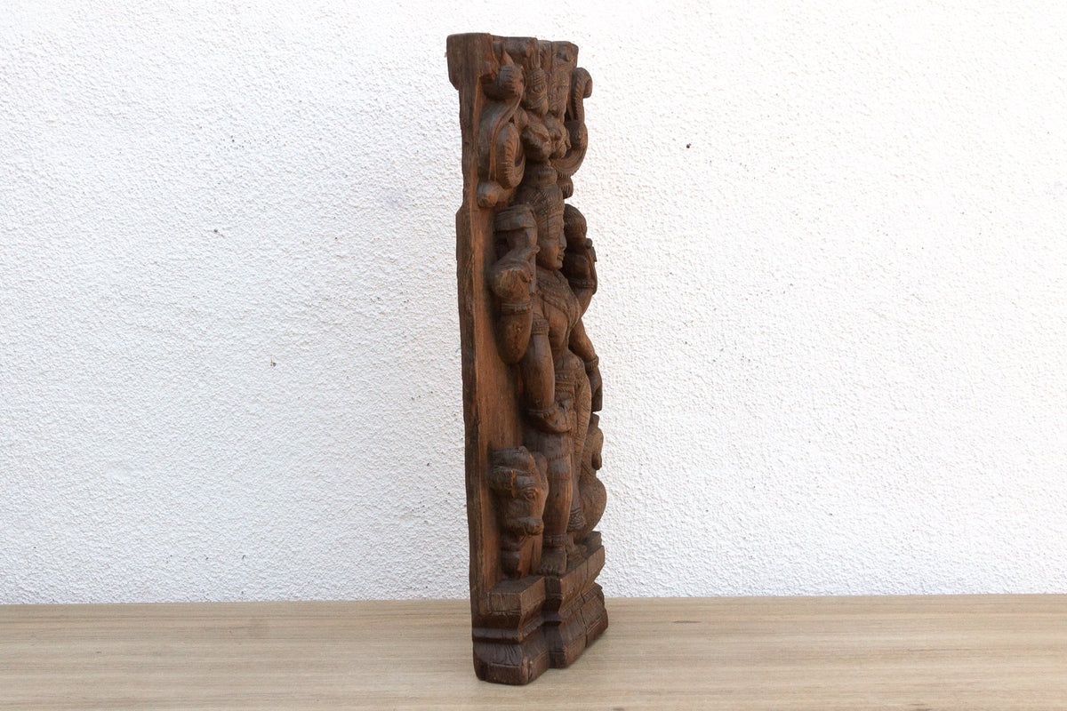 Vishnus Grace Antique Indian Finely Carved Panel