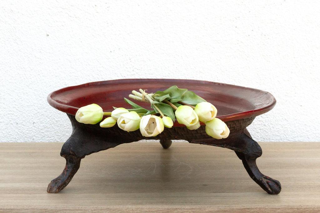 Offering Elegance, Antique Burmese Lacquered Tray