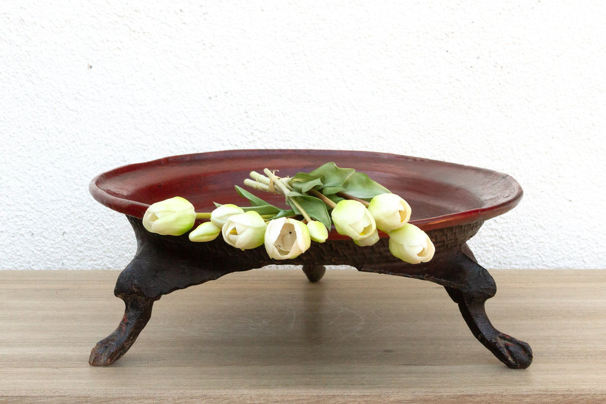 Offering Elegance, Antique Burmese Lacquered Tray