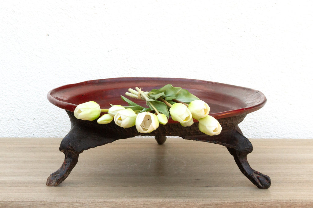 Offering Elegance, Antique Burmese Lacquered Tray