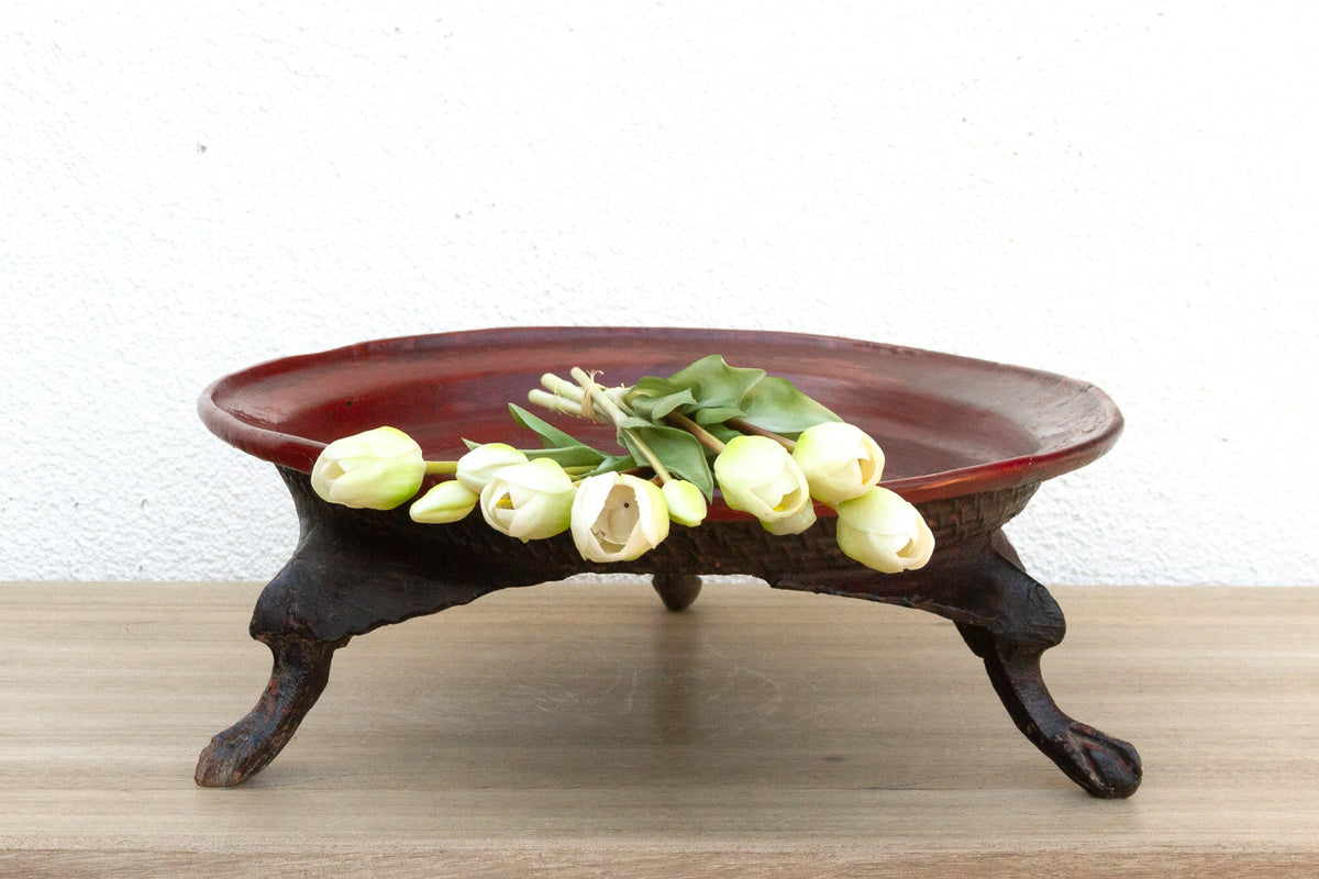 Offering Elegance, Antique Burmese Lacquered Tray