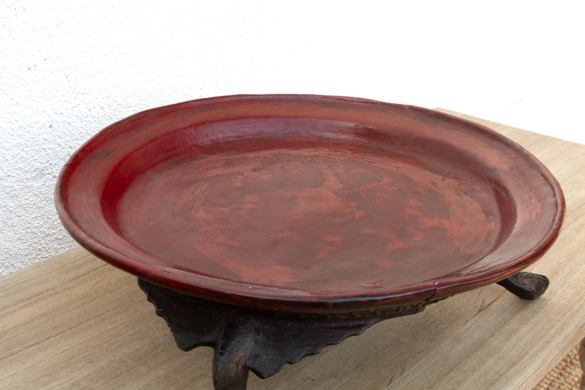 Offering Elegance, Antique Burmese Lacquered Tray