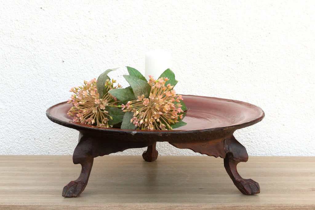 Tripod Red Lacquered Burmese Tray