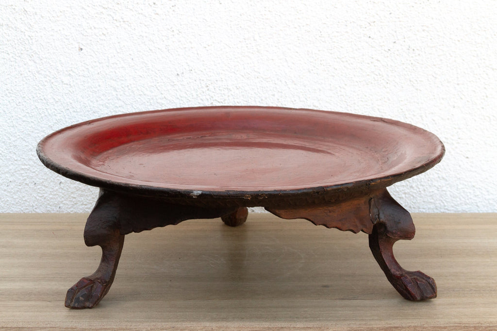 Tripod Red Lacquered Burmese Tray