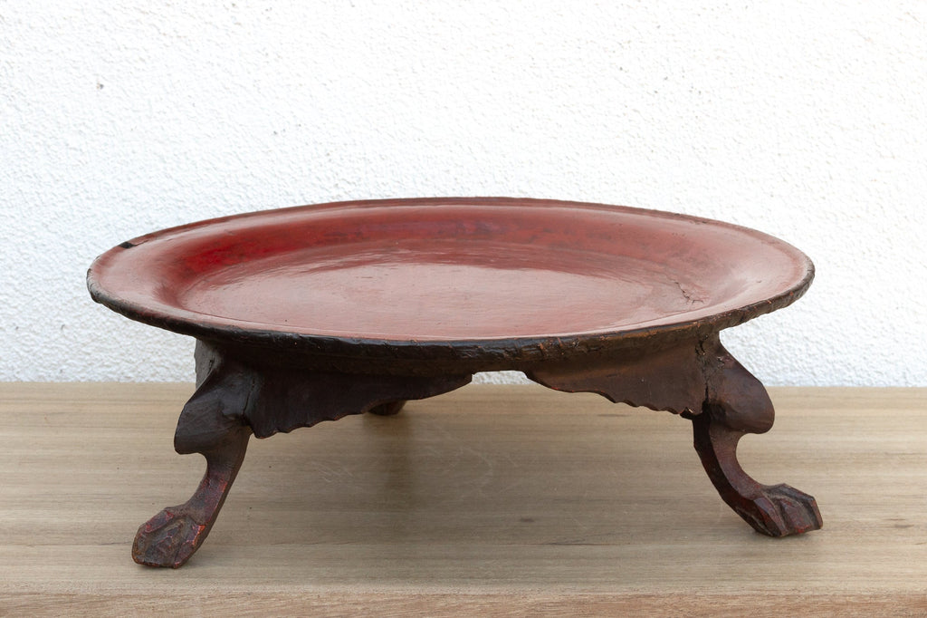 Tripod Red Lacquered Burmese Tray
