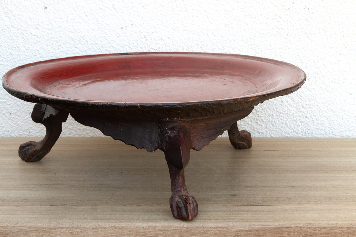 Tripod Red Lacquered Burmese Tray