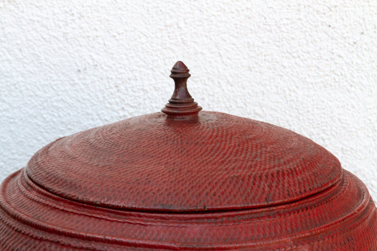Scarlet Red Antique Burmese Woven Vessel