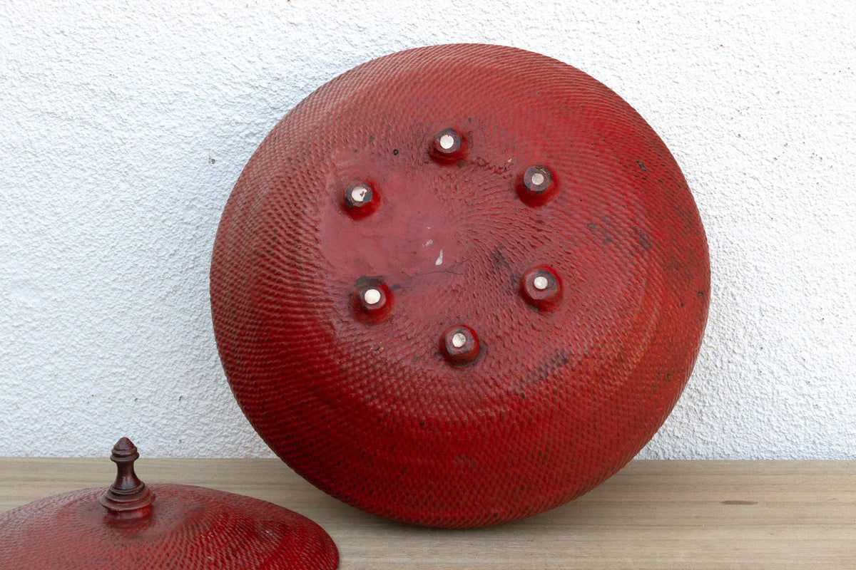 Scarlet Red Antique Burmese Woven Vessel