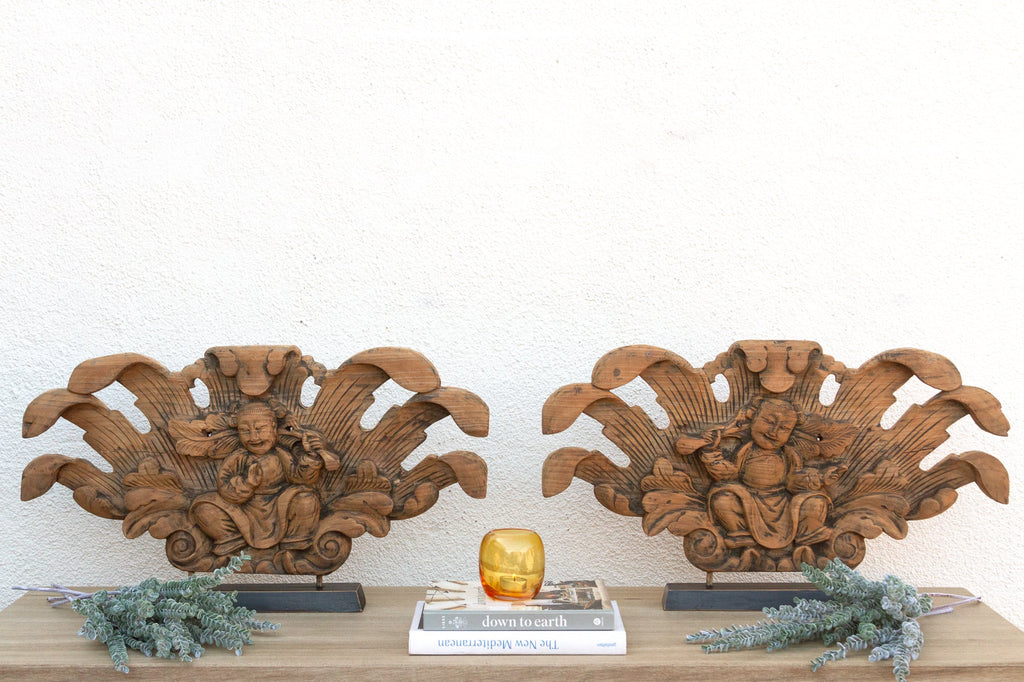 Spiritual Guardians, Pair of Antique Burmese Buddha Figures