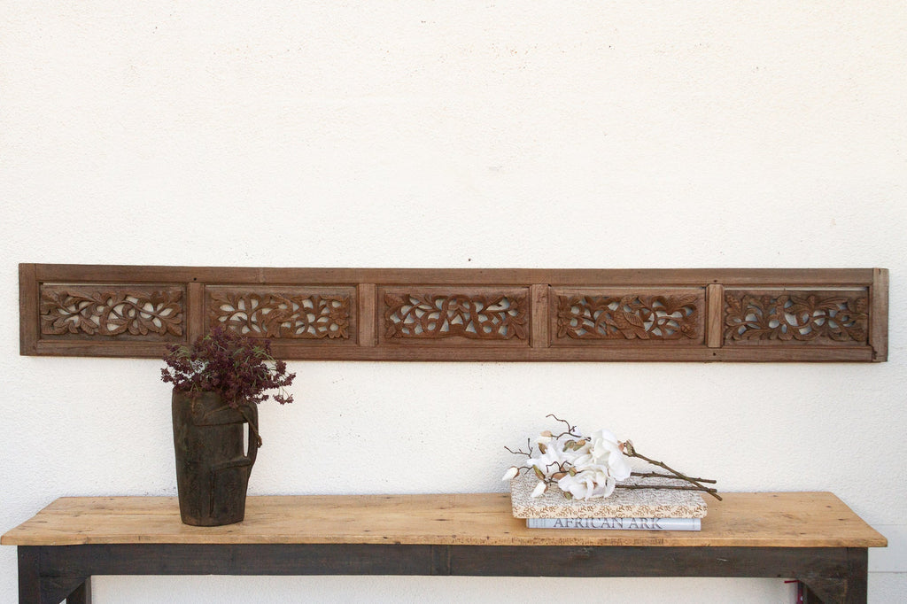 80" Long Antique Hand-carved Wall Panel
