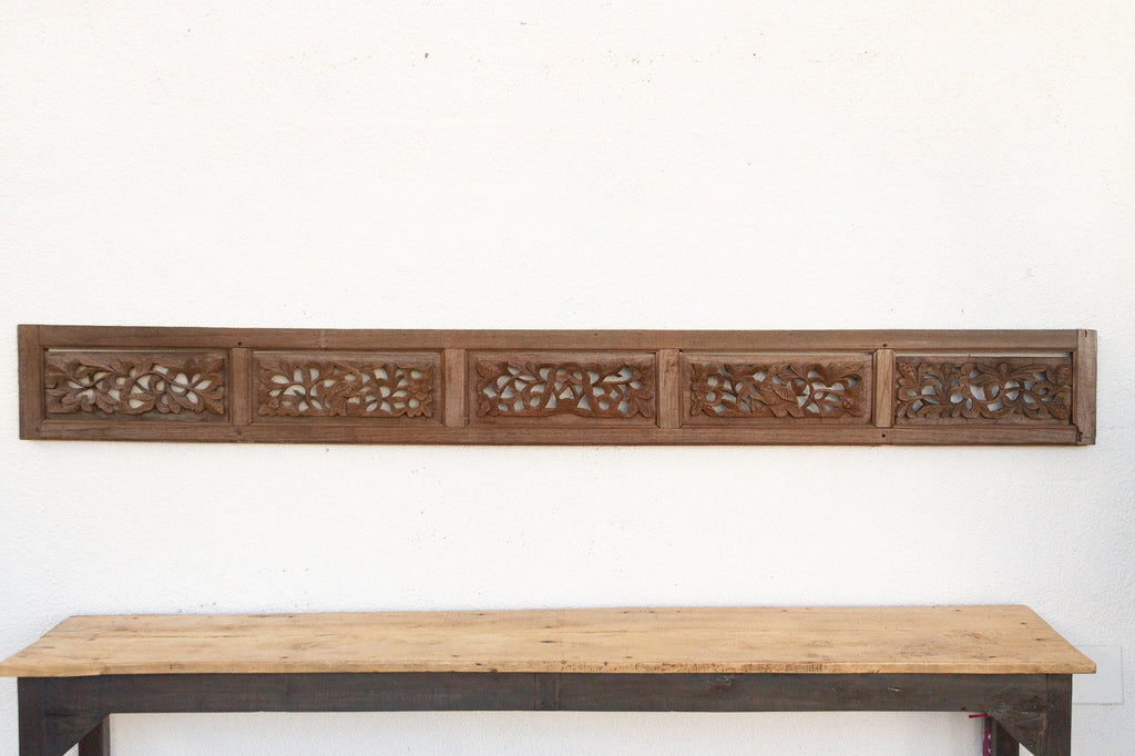 80" Long Antique Hand-carved Wall Panel