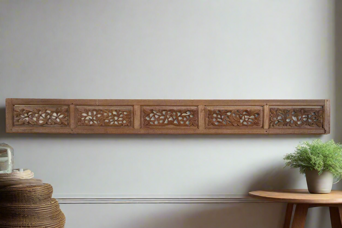 80" Long Antique Hand-carved Wall Panel