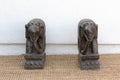 Pair of Large Hand-Carved Stone Elephants From Nepal