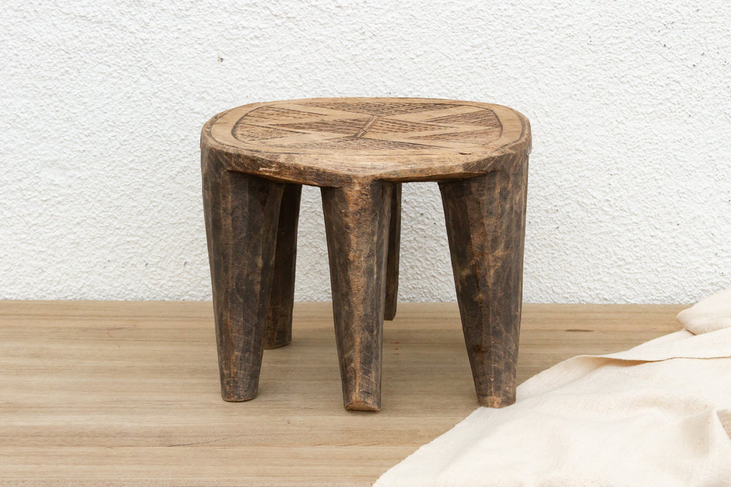Vintage Nupe Carved Stool, Aged Patina