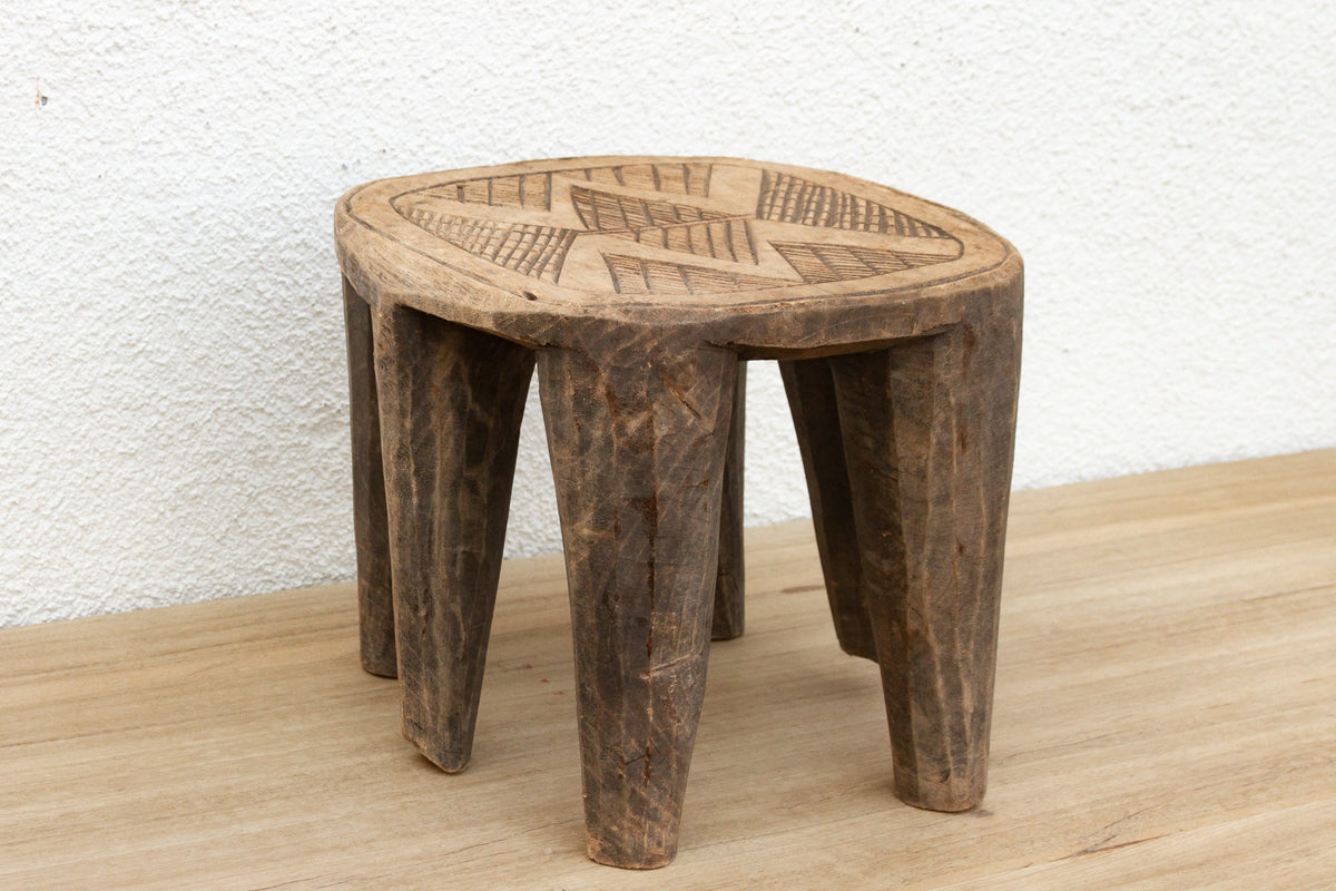Vintage Nupe Carved Stool, Aged Patina