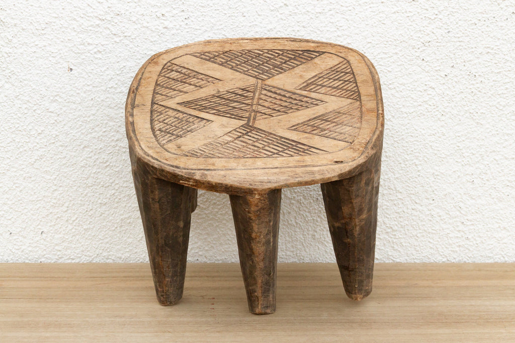 Vintage Nupe Carved Stool, Aged Patina