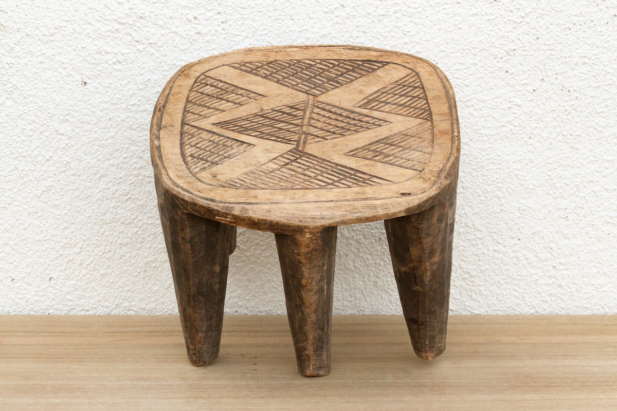 Vintage Nupe Carved Stool, Aged Patina