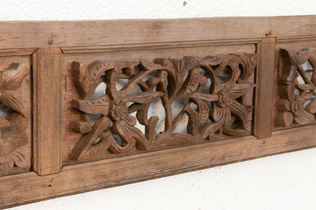 Antique Scholar's Five Paneled Carved Screen