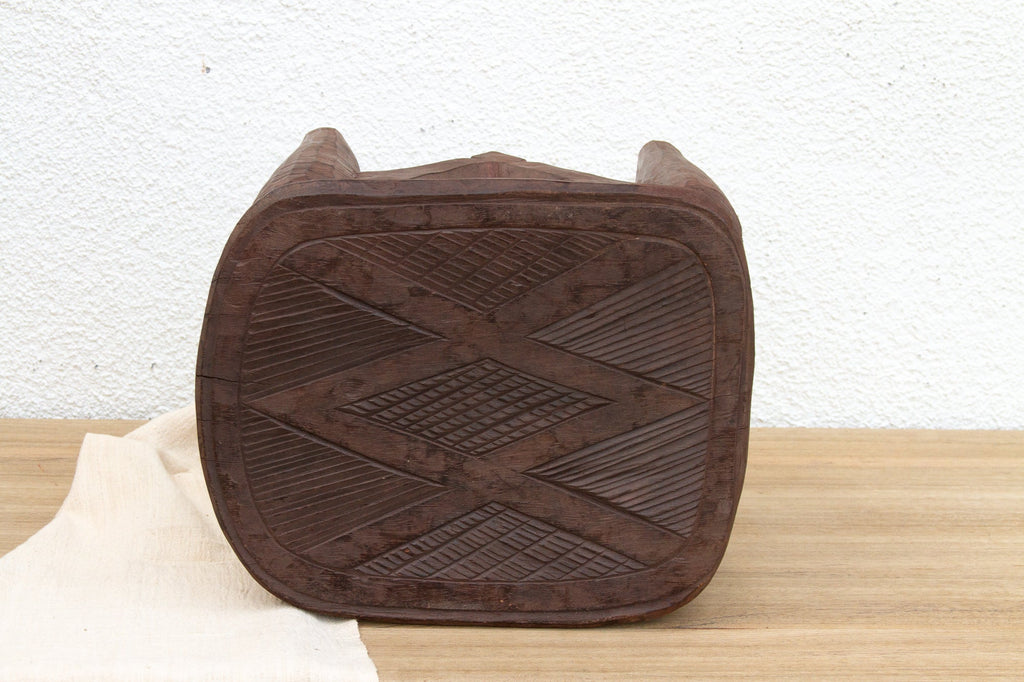 Nupe Carved Stool, "M" Design Legs