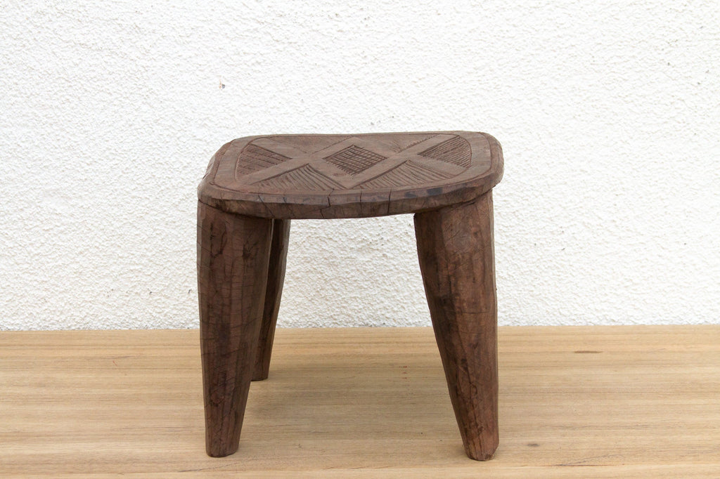 Nupe Carved Stool, "M" Design Legs