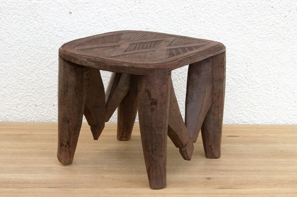 Nupe Carved Stool, "M" Design Legs