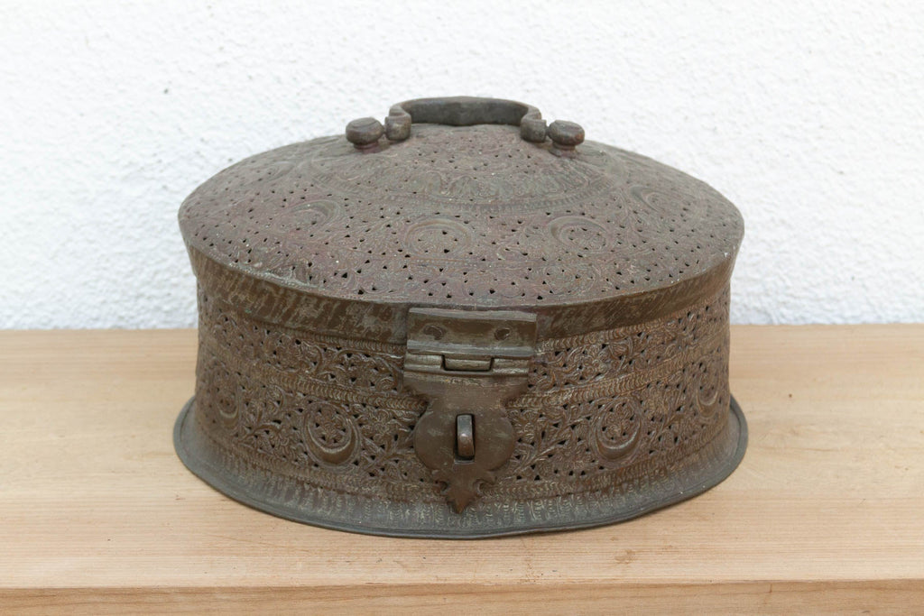 Large 14" Antique Indian Pierced Copper Box