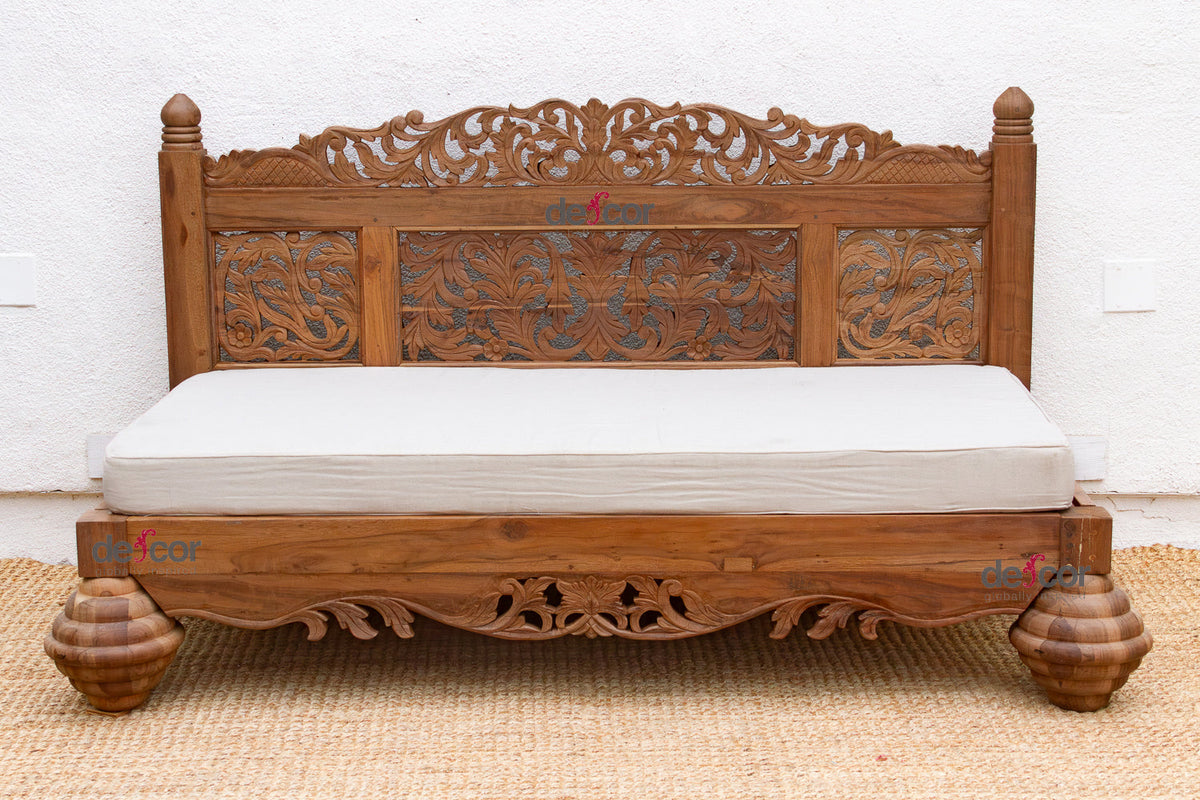 Finely Carved Royal Bali Club Daybed