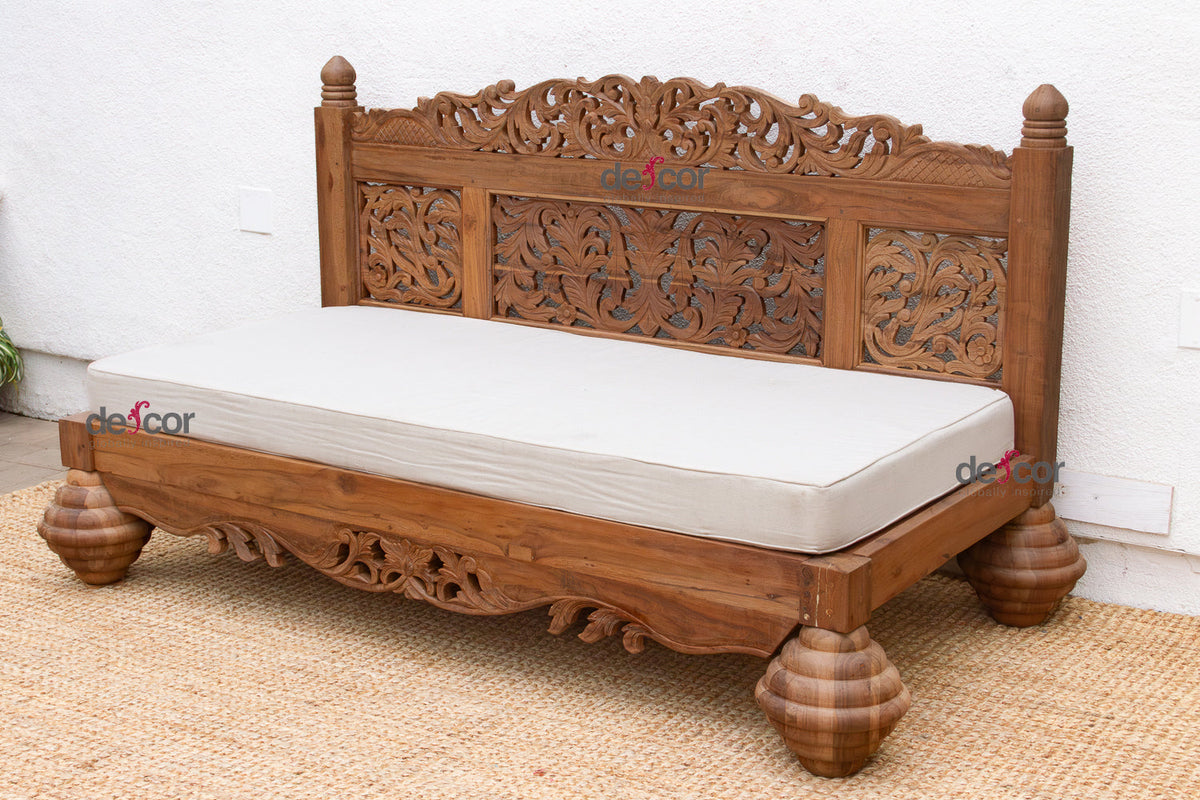 Finely Carved Royal Bali Club Daybed