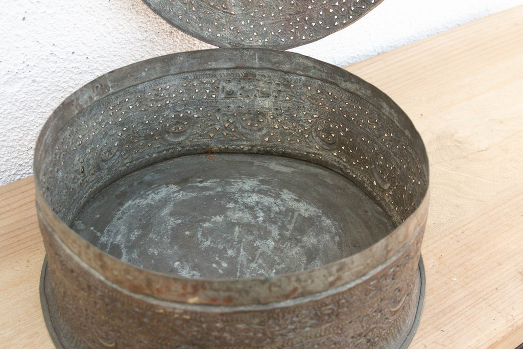Large 14" Antique Indian Pierced Copper Box