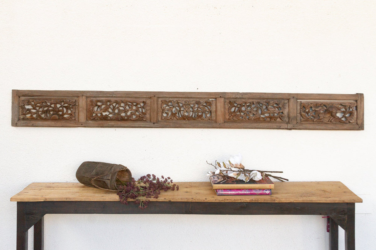 Antique Patinated Carved Teak Wall Art