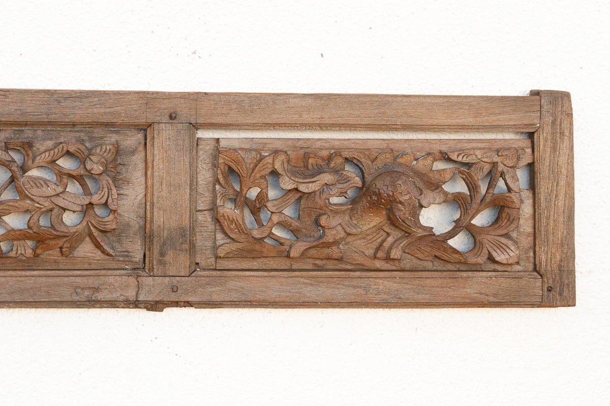 Antique Patinated Carved Teak Wall Art