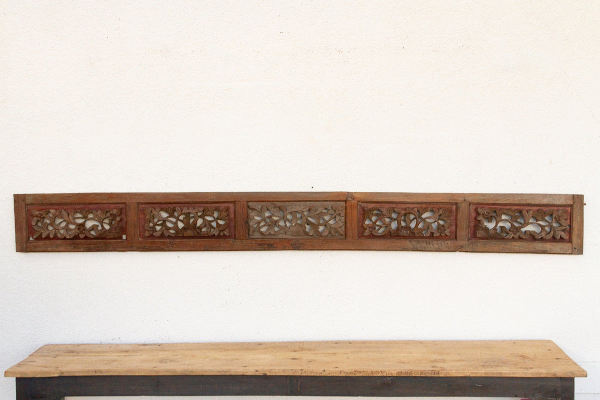 Soul of the Pagoda, Antique Asian Carved Panel