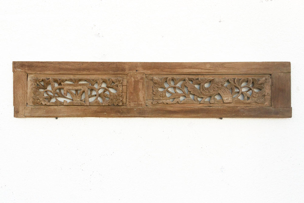 Small Double Botanical Antique Wood Panel