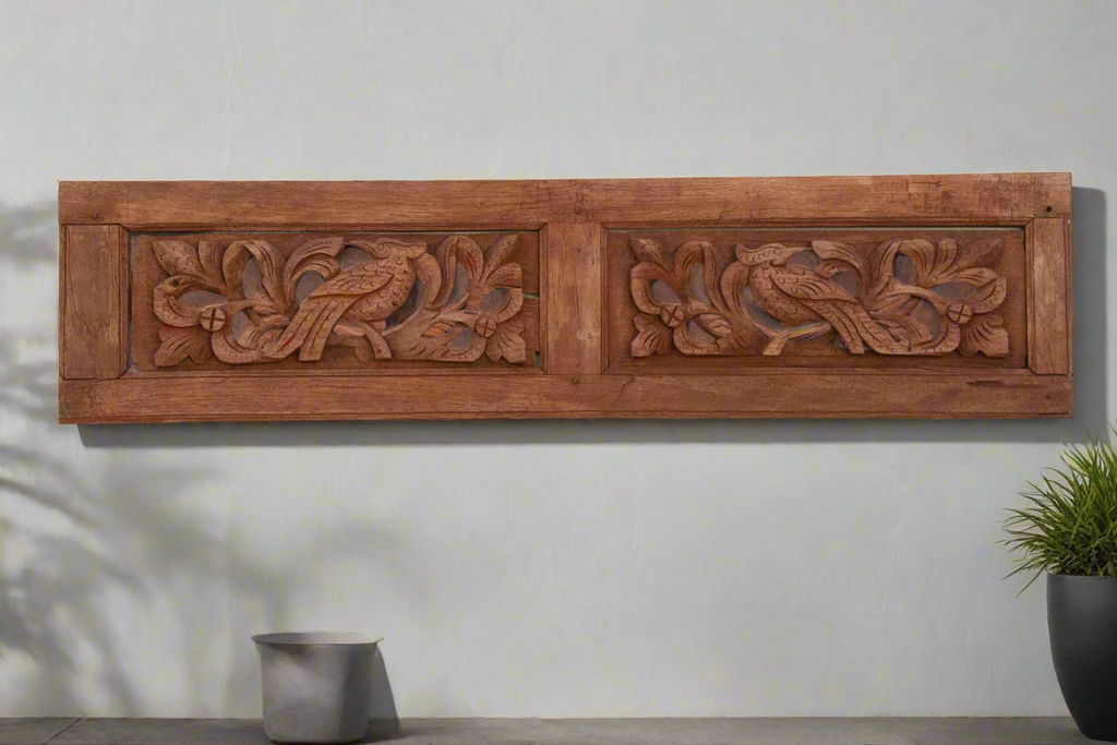 Small Pair of Birds Oriental Carving