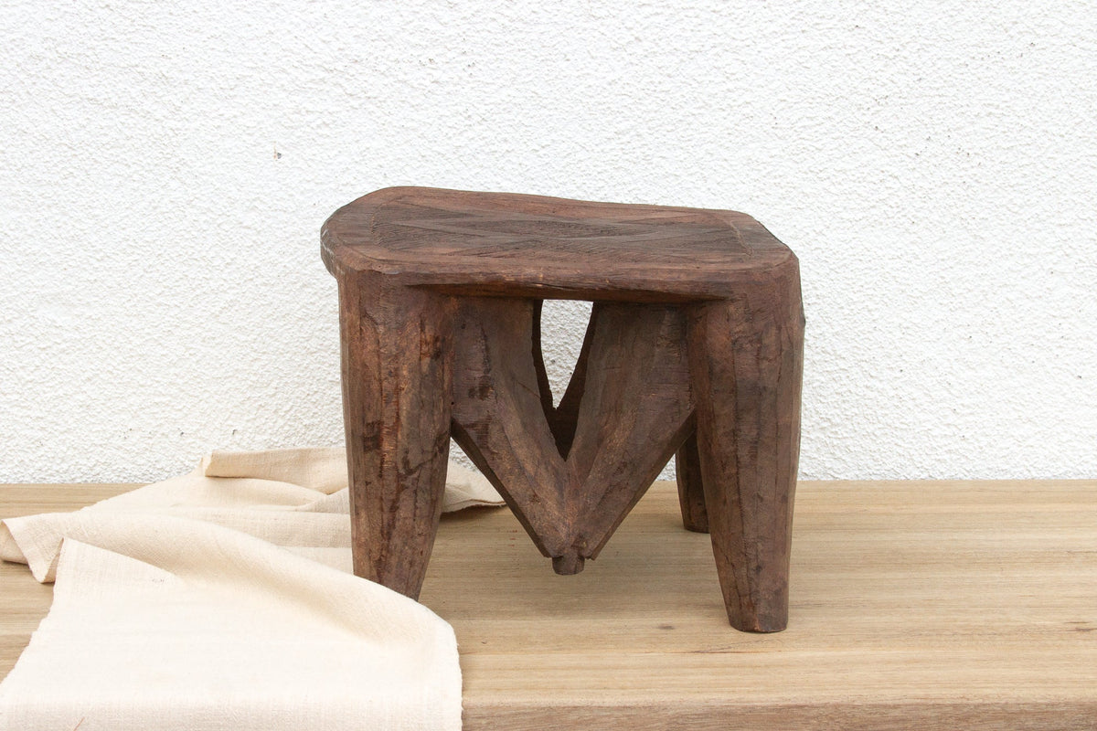 Forest Wood Carved Nupe Stool