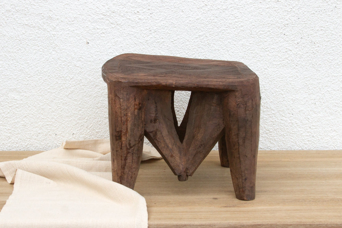 Forest Wood Carved Nupe Stool