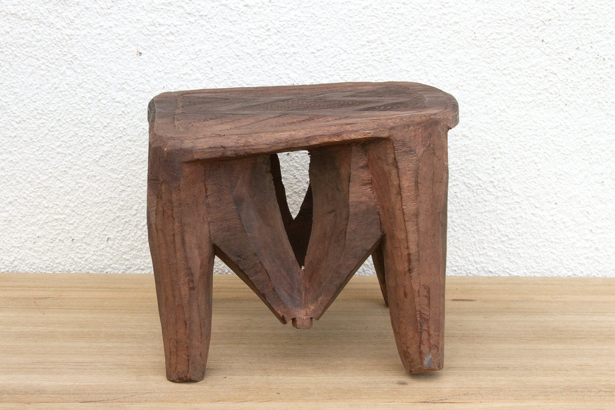 Forest Wood Carved Nupe Stool
