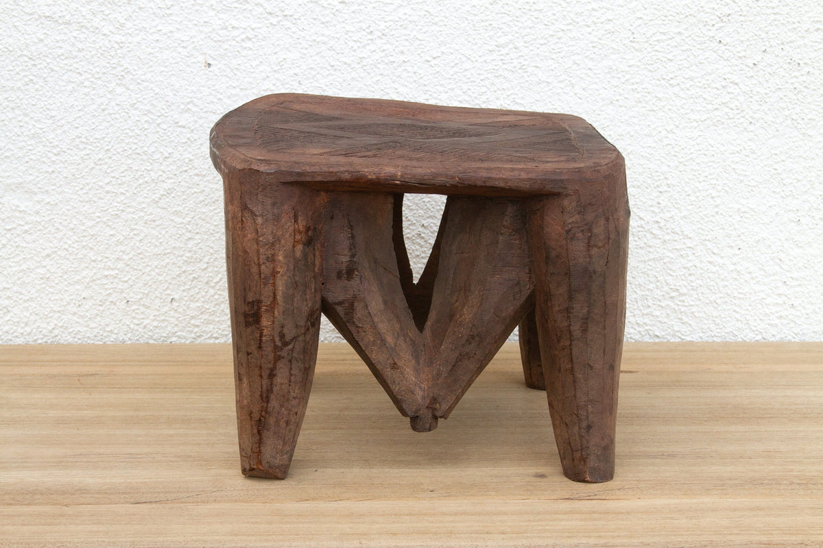 Forest Wood Carved Nupe Stool