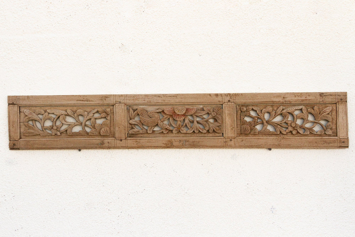 Lotus Bloom Antique Wood Carving