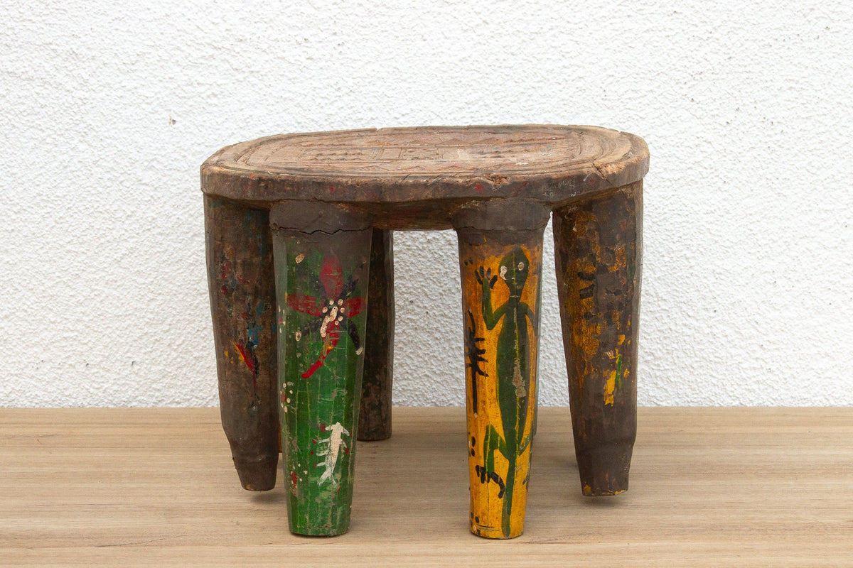 Antique Spider Carved Nupe Stool