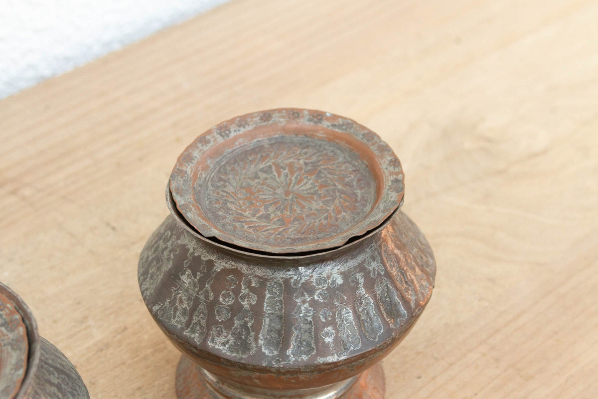 Pair of Tinned Copper Spice Vessels