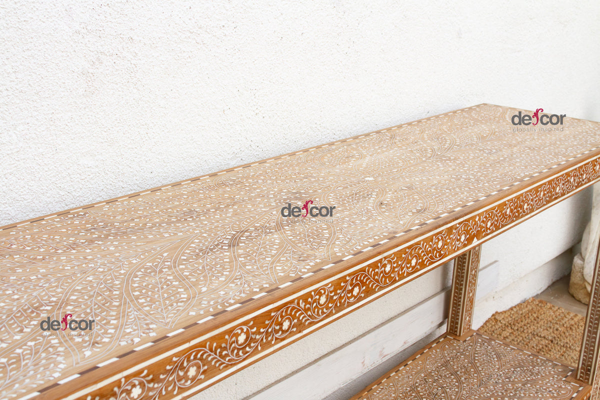 Extraordinary Leaf & Flower Inlay Console Table