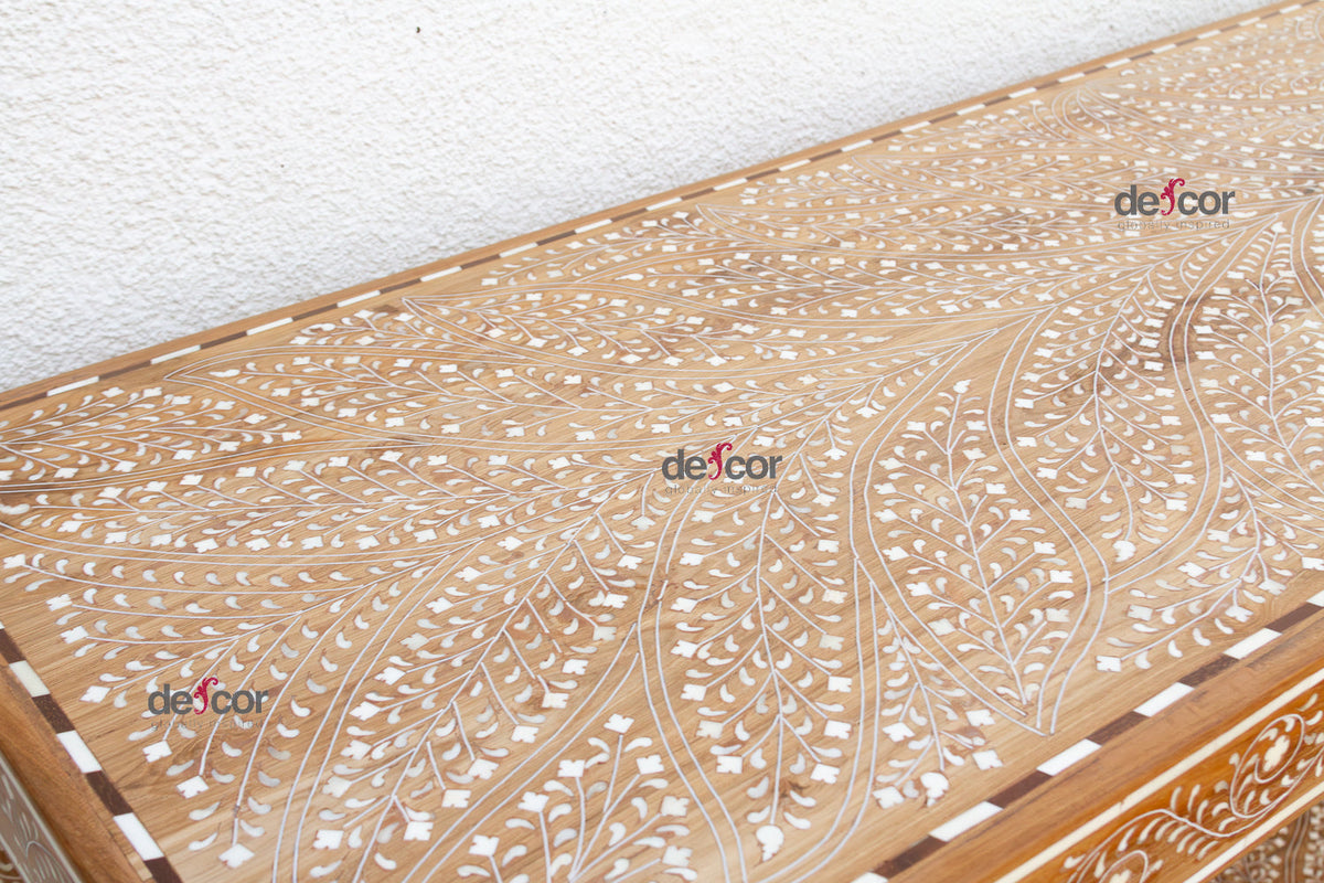 Extraordinary Leaf & Flower Inlay Console Table