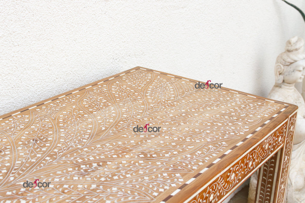 Extraordinary Leaf & Flower Inlay Console Table