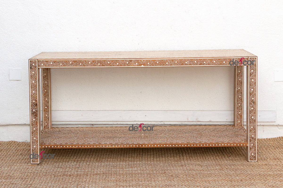 Extraordinary Leaf & Flower Inlay Console Table