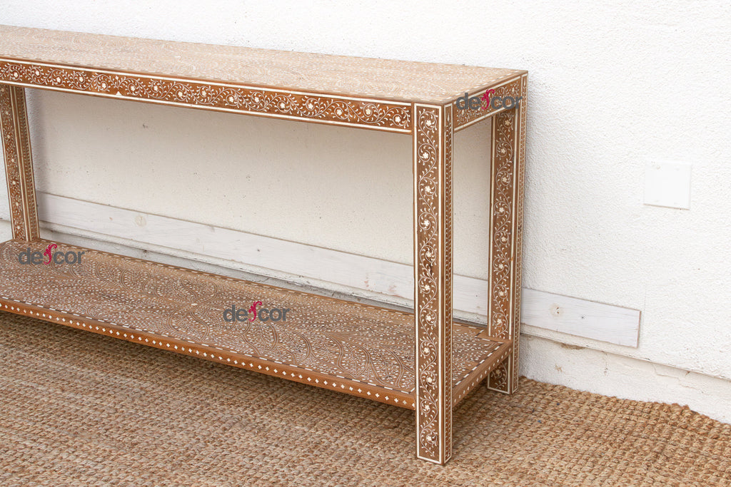 Extraordinary Leaf & Flower Inlay Console Table