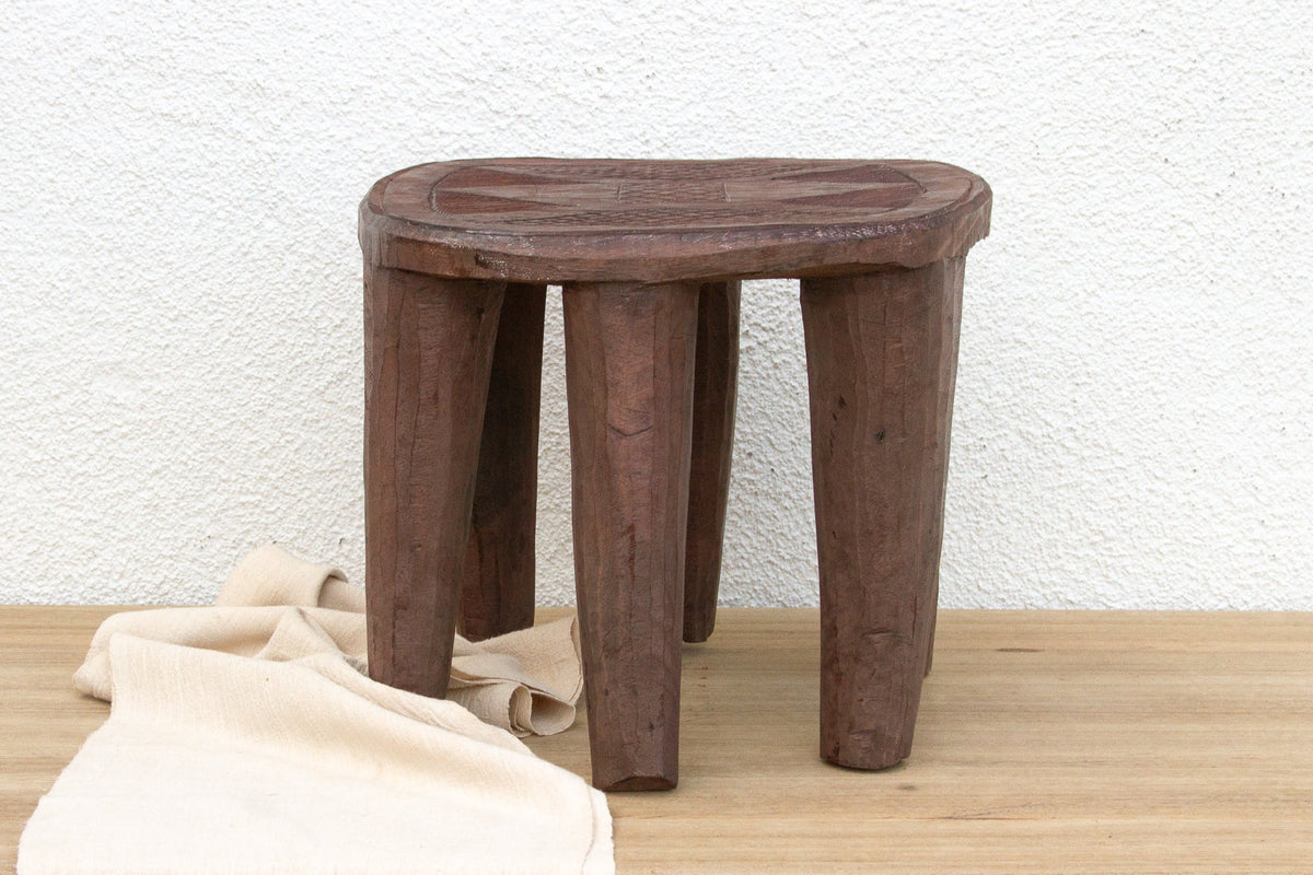 Carved Chunky Wood African Stool