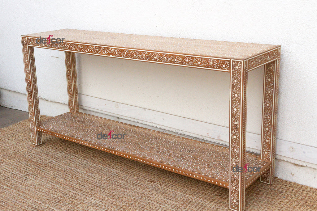 Extraordinary Leaf & Flower Inlay Console Table