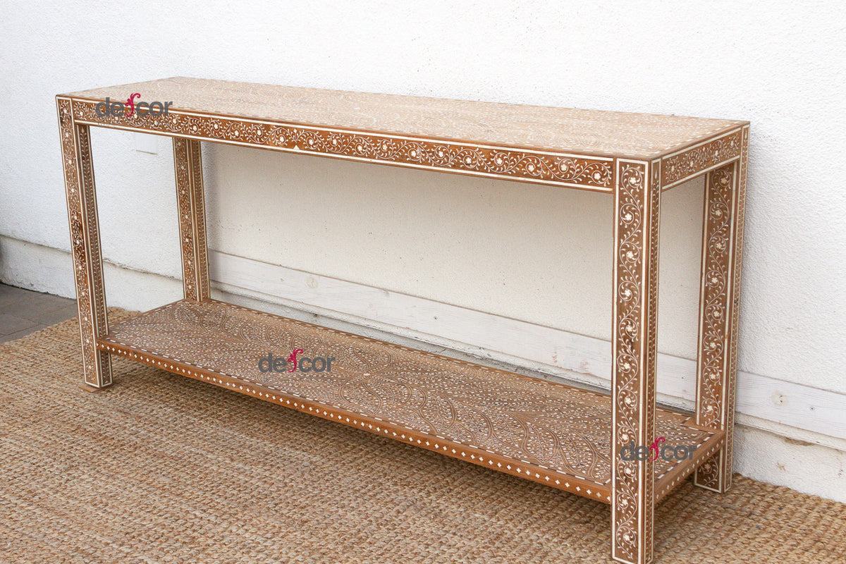 Extraordinary Leaf & Flower Inlay Console Table